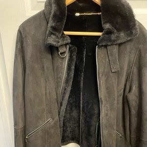 Black Aviator Shearling Jacket NWOT